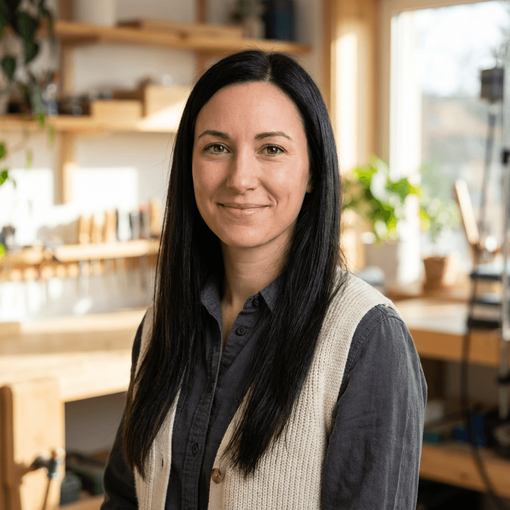 Female motorcycle owner portrait